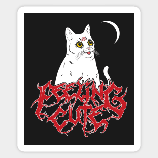 Satanic Cute White Derpy Demon Cat Feeling Cute Sticker